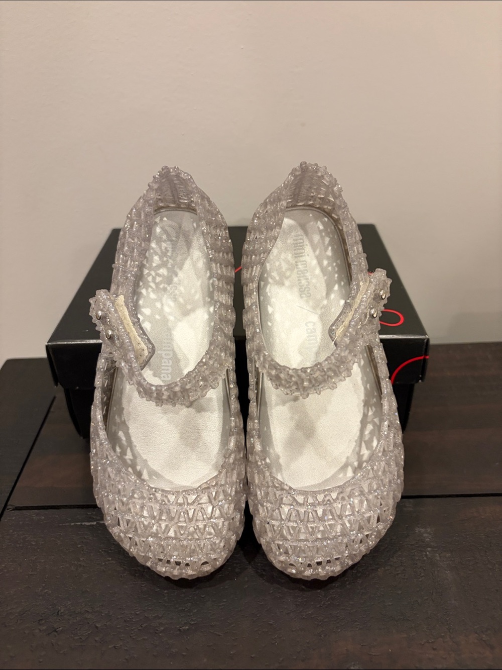 Mini Melissa Clear Glitter Jelly Mary Jane Shoes